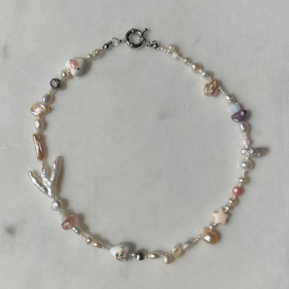 SOLD Pearl charm handmade necklace